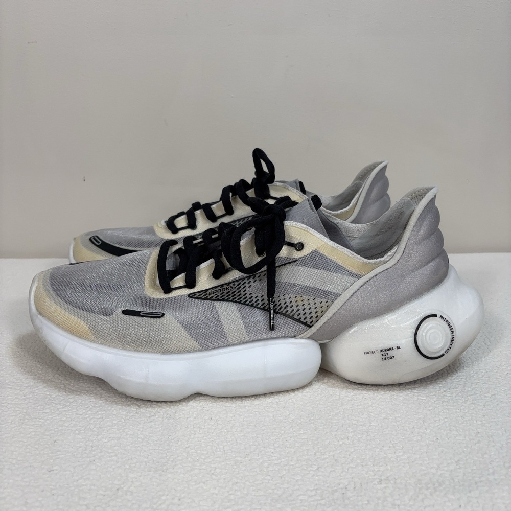 Brooks Aurora-BL Running Shoes Men's 9 Gray Beige Nitrogen-Infused Foam Sneaker